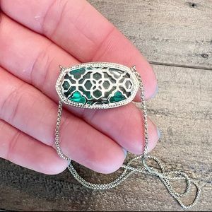 Large Elisa Gold Pendant Necklace (adjustable) in Emerald Cat's Eye